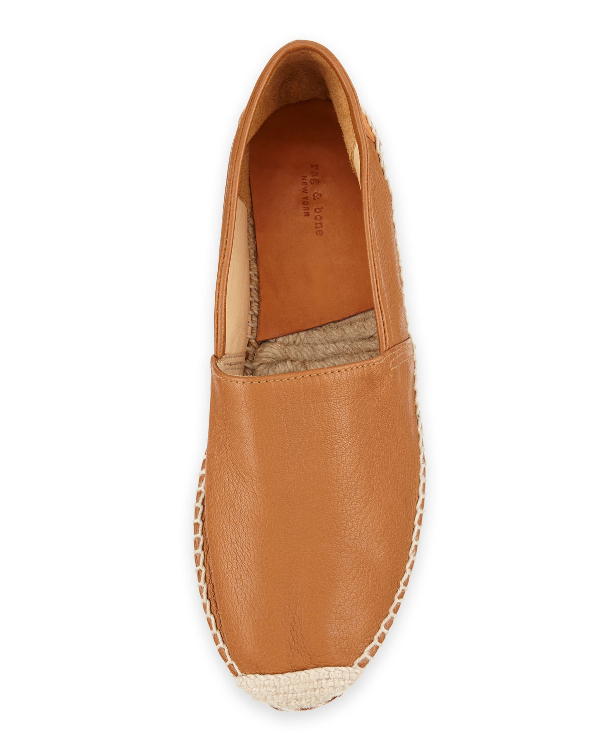 Noa Leather Espadrille Flat, Walnut