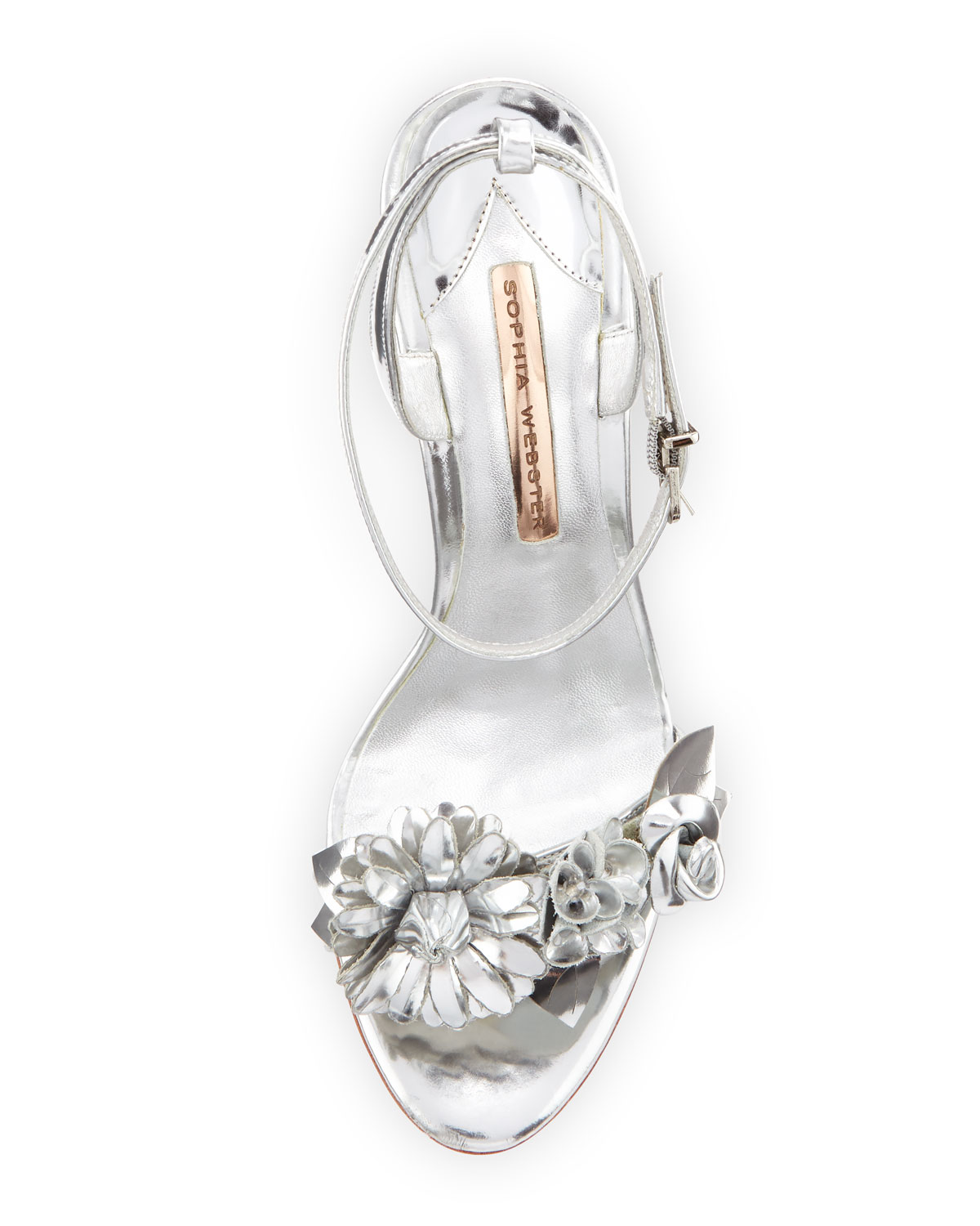 Lilico Floral Leather 105mm Sandal, Silver