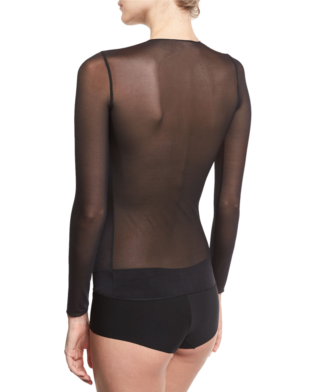 Technical Mesh Long-Sleeve Top, Black