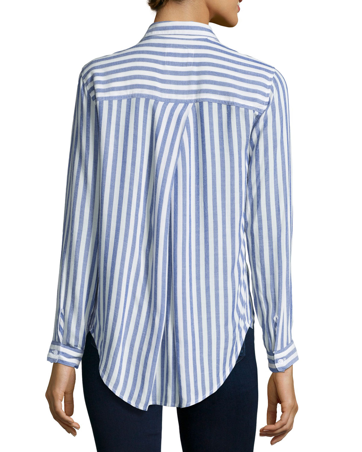 Aly Striped Oxford Shirt, Blue/White