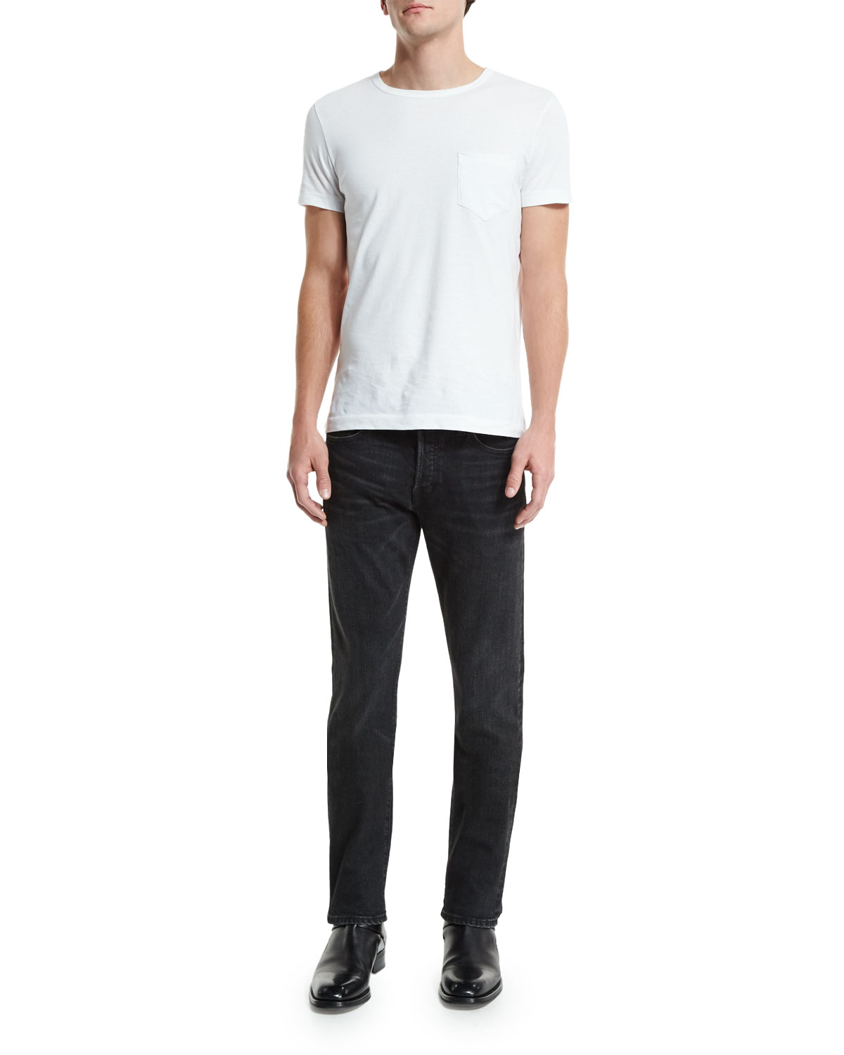 Slim-Fit Black Selvedge Denim Jeans, Black