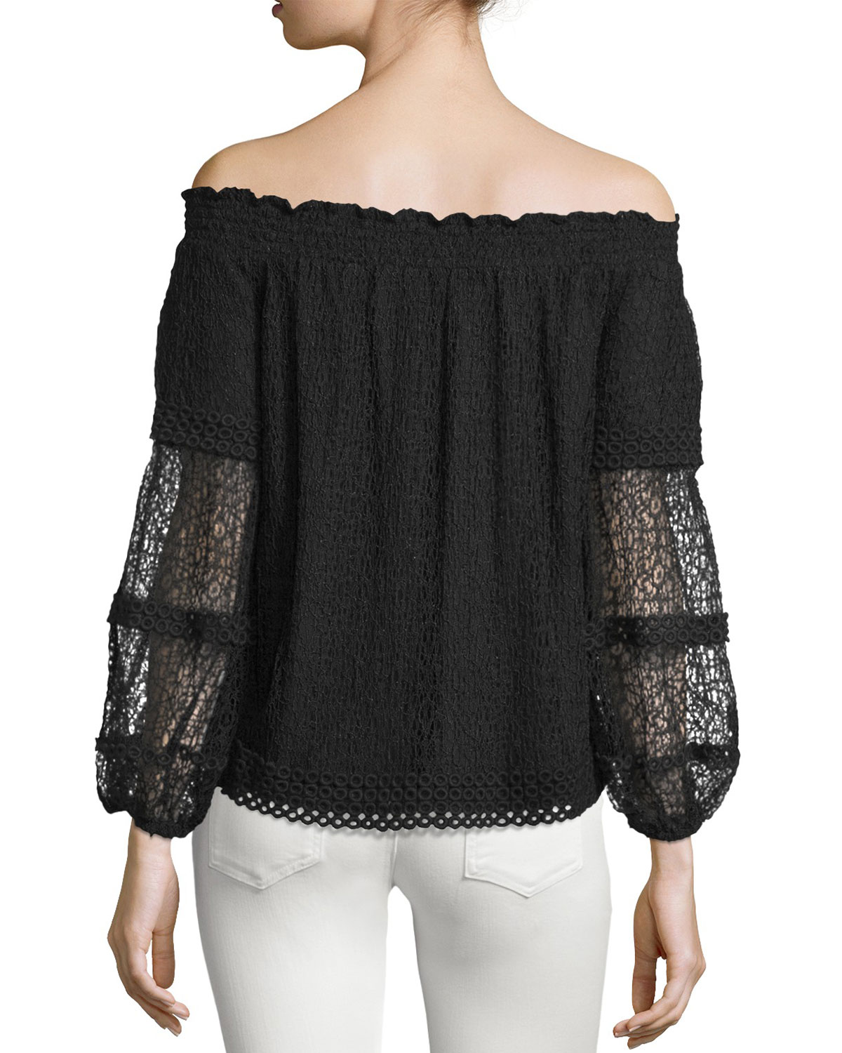Vita Off-The-Shoulder Lace Top, Black