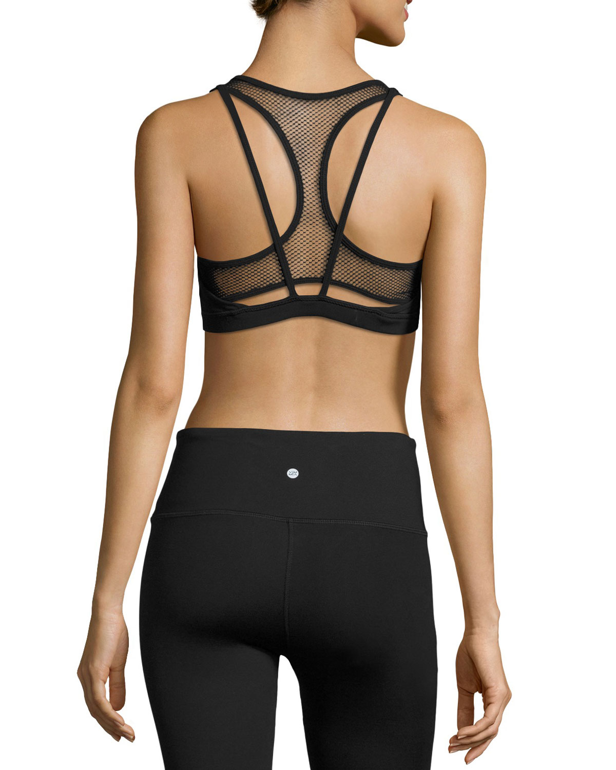 Edge Mesh-Panel Sports Bra, Black