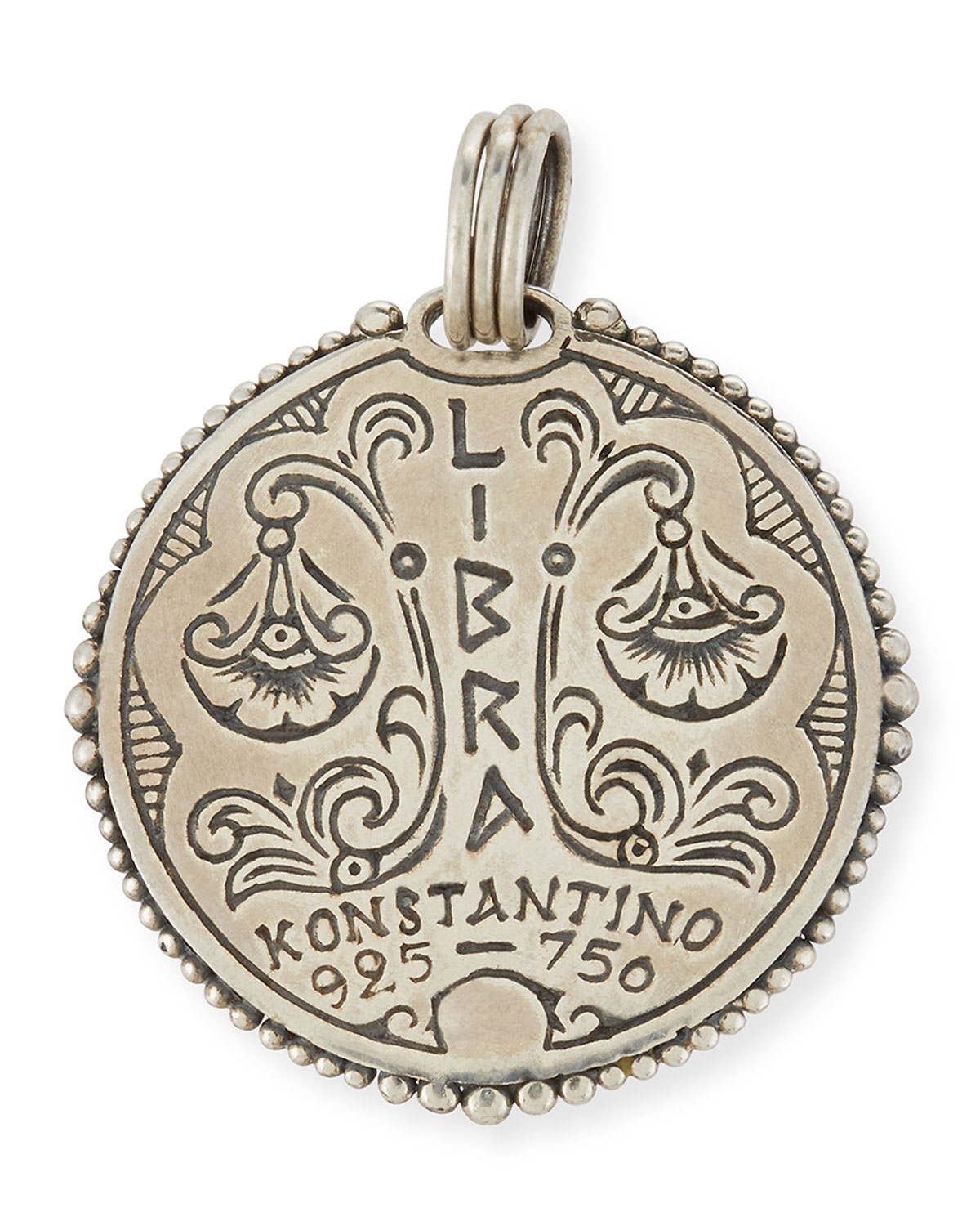 Libra Carved Zodiac Pendant with Diamond