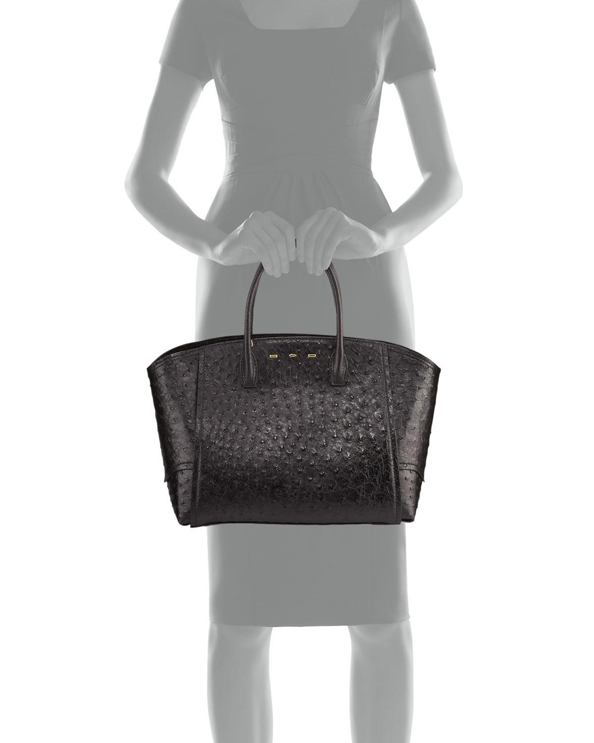 Brera 34 Sport Ostrich Satchel Bag, Black