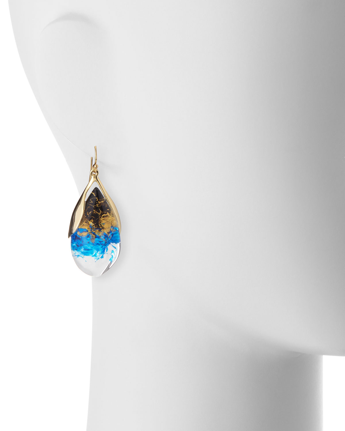 Suspended Teardrop Lucite Earrings, Indigo/Ink/Clear