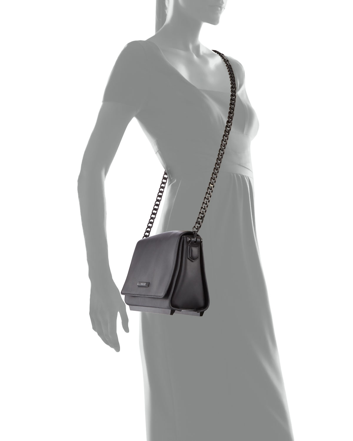 Adley Leather Shoulder Bag, Black
