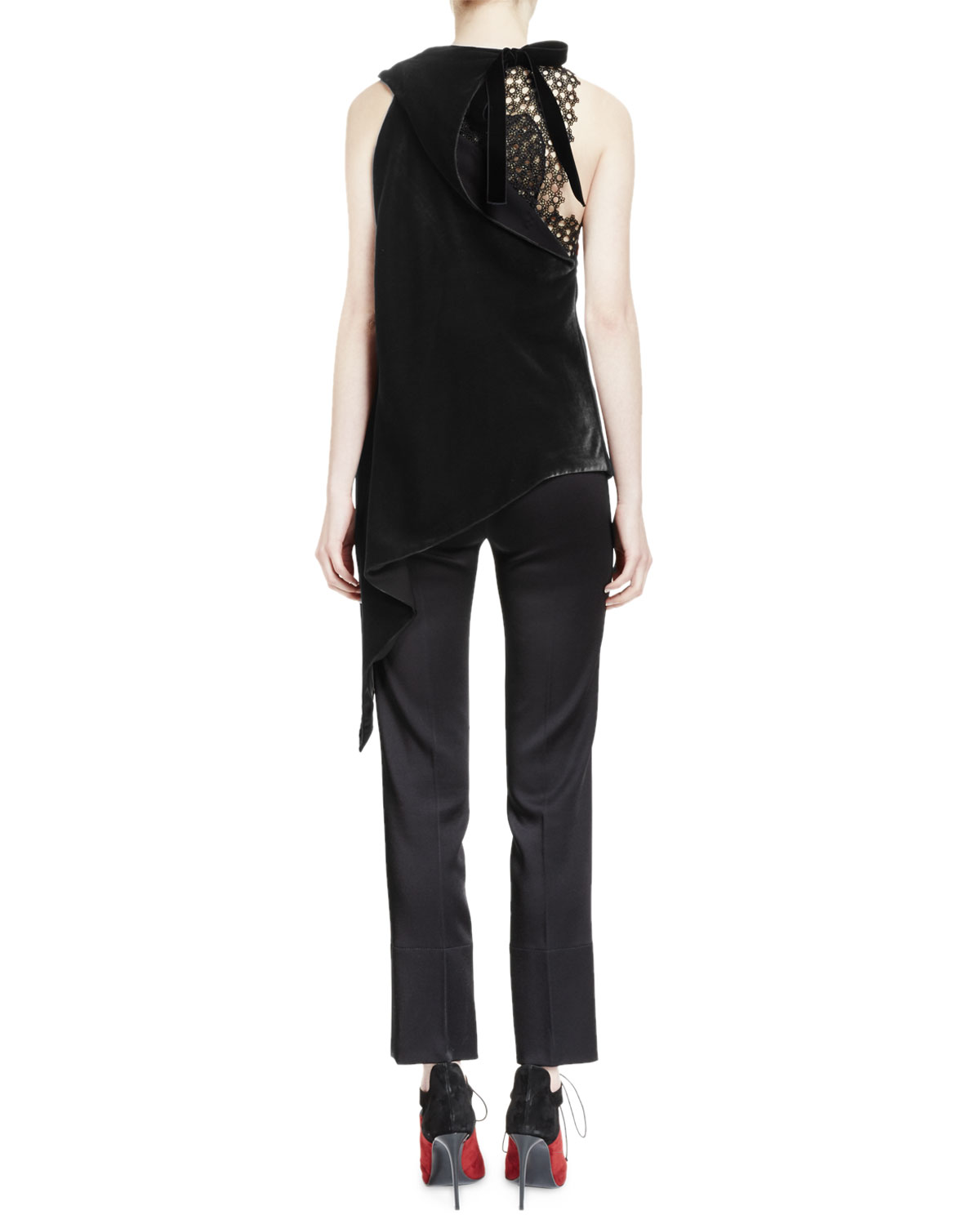 Colridge Sleeveless Asymmetric-Draped Top, Black