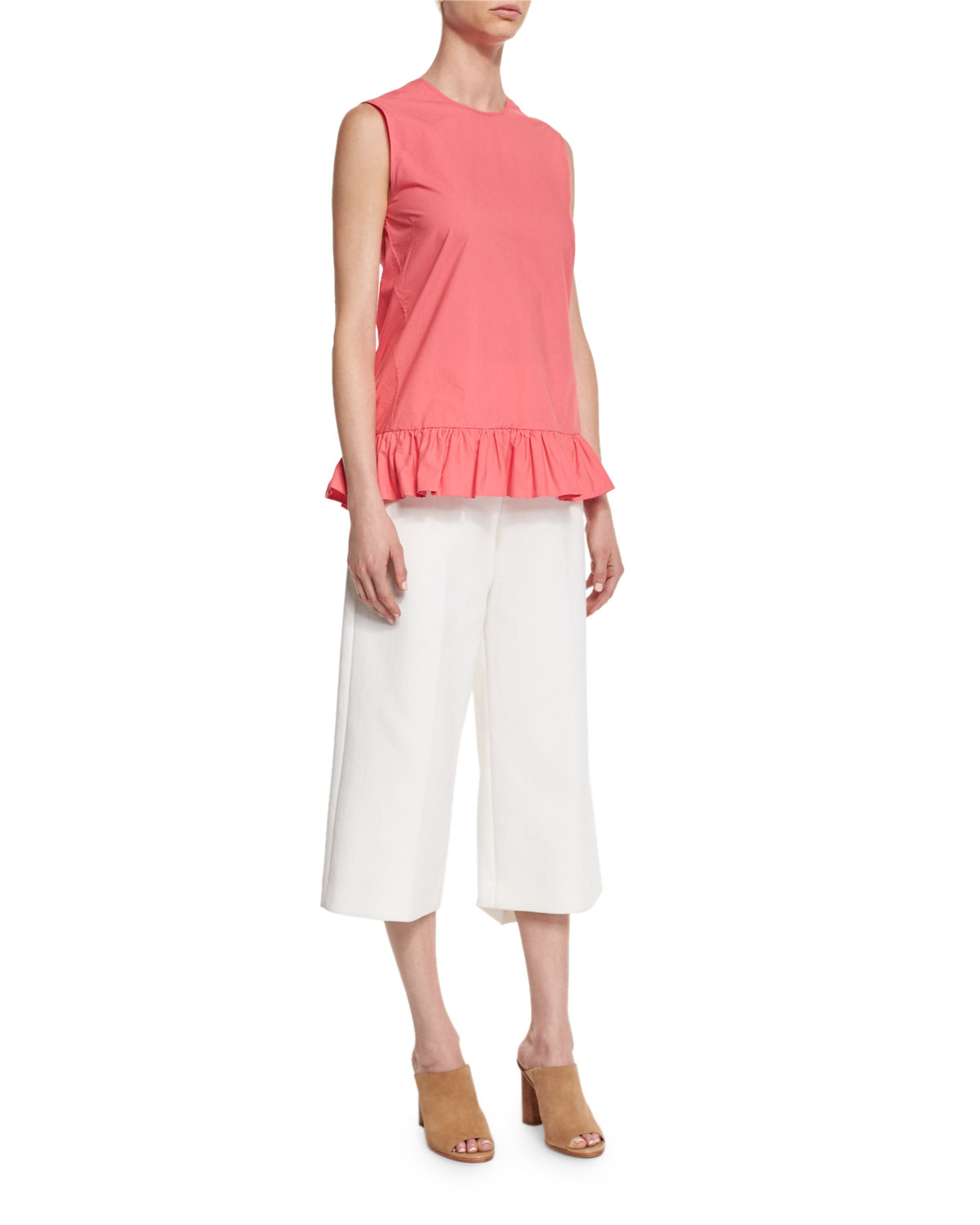 Sleeveless Ruffled-Hem Tunic, Pink Candy