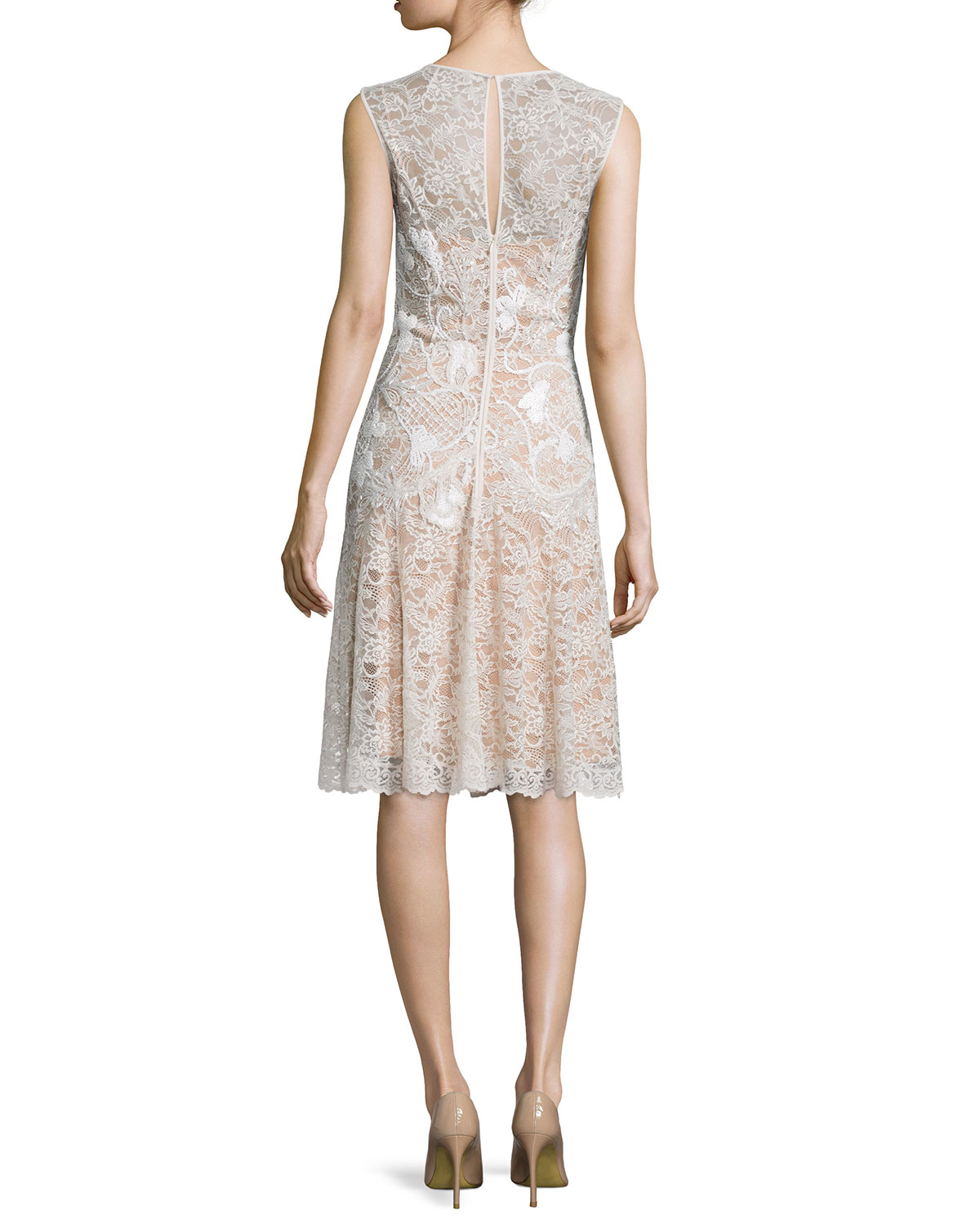 Floral-Applique Lace Cocktail Dress, Lunar