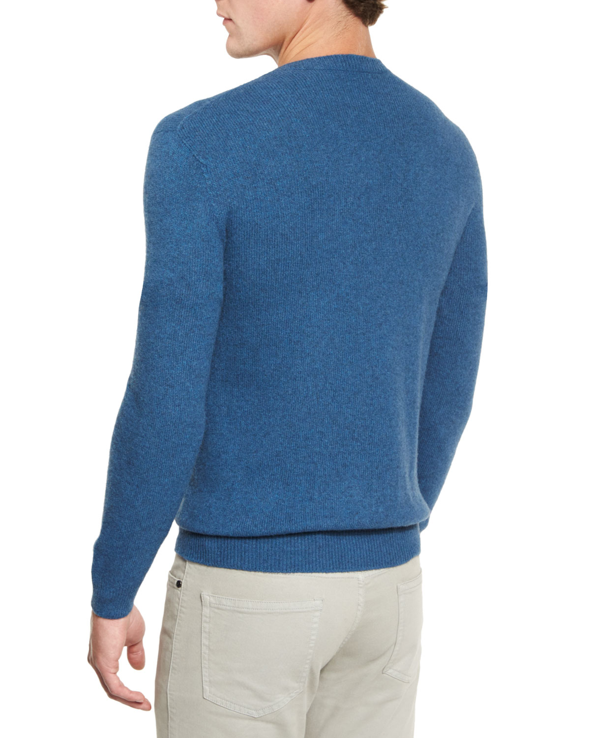 Seamless Yak Crewneck Sweater, Aqua