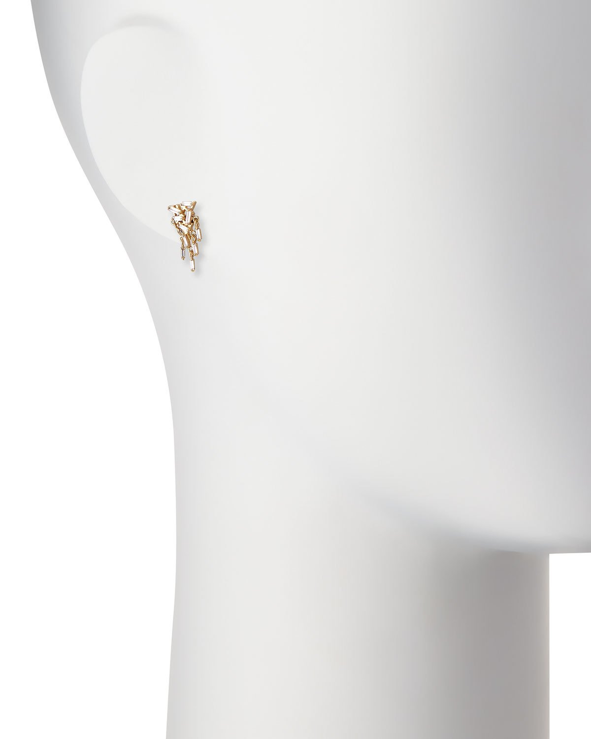 Diamond Baguette Cluster Drop Earrings in 18K Yellow Gold