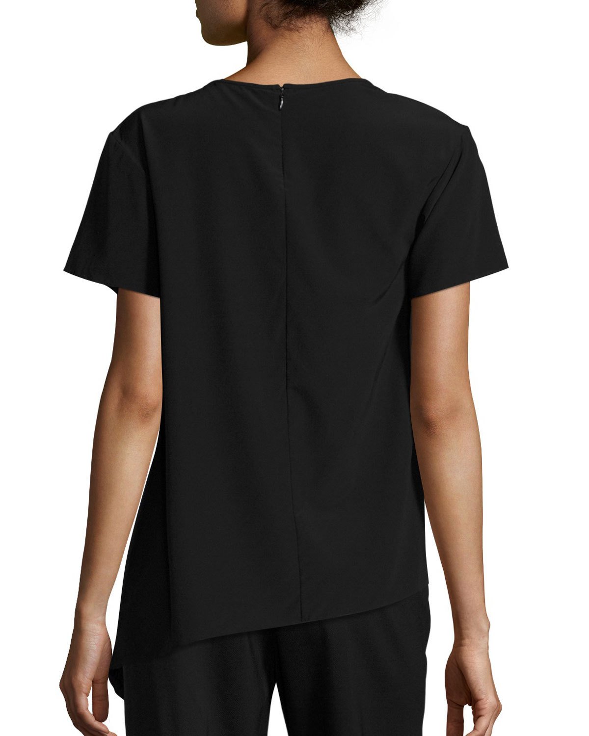 Asymmetric-Hem Kaftan Tee, Black