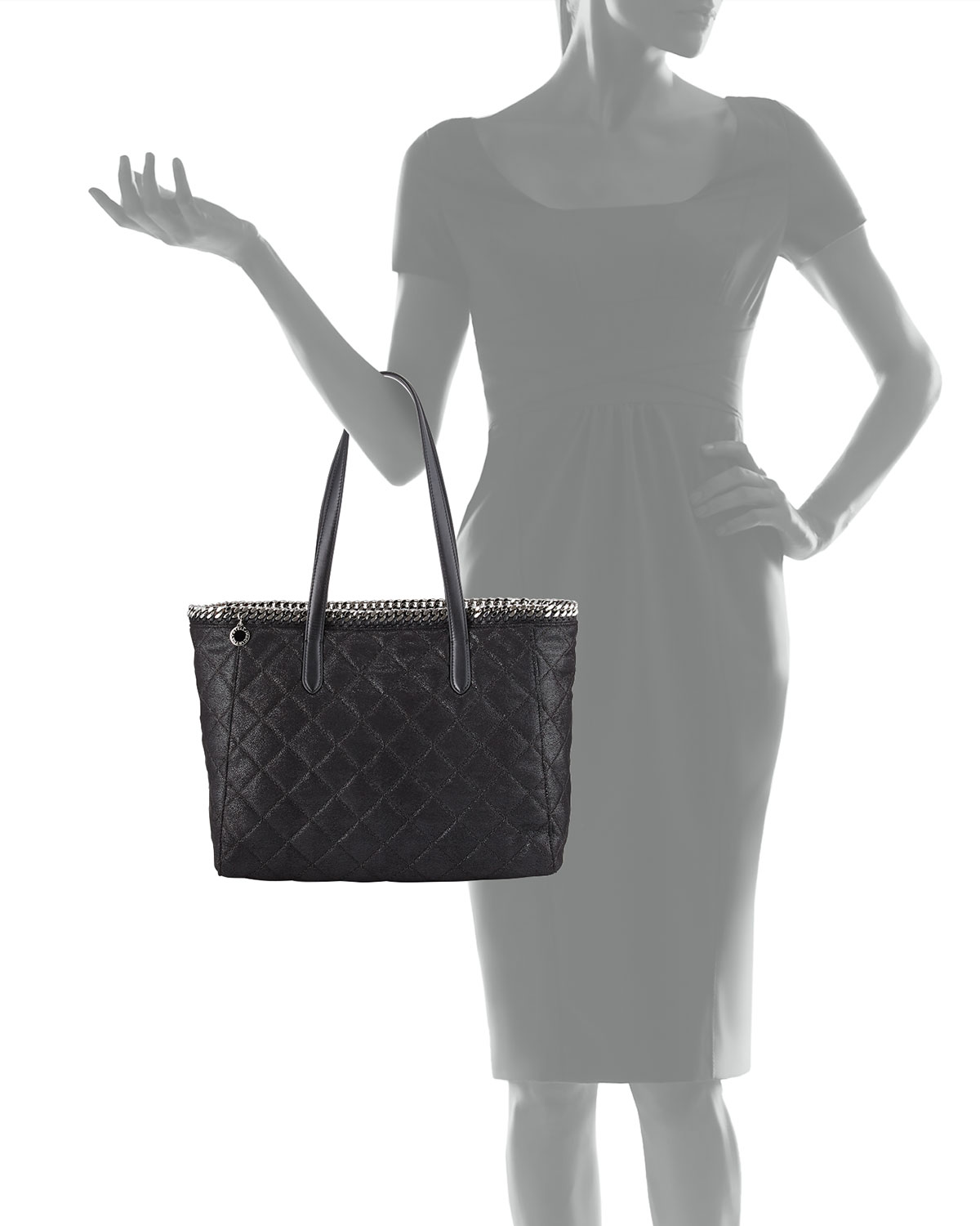 Falabella East-West Quilted Tote Bag, Black