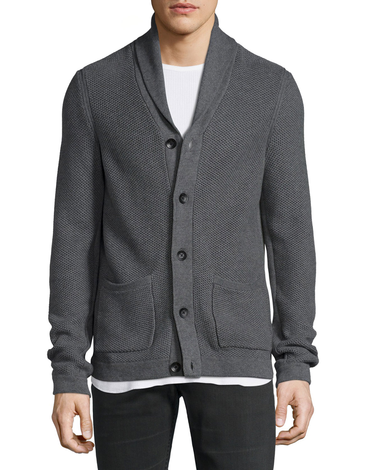 Standard Issue Avery Shawl-Collar Knit Cardigan, Charcoal