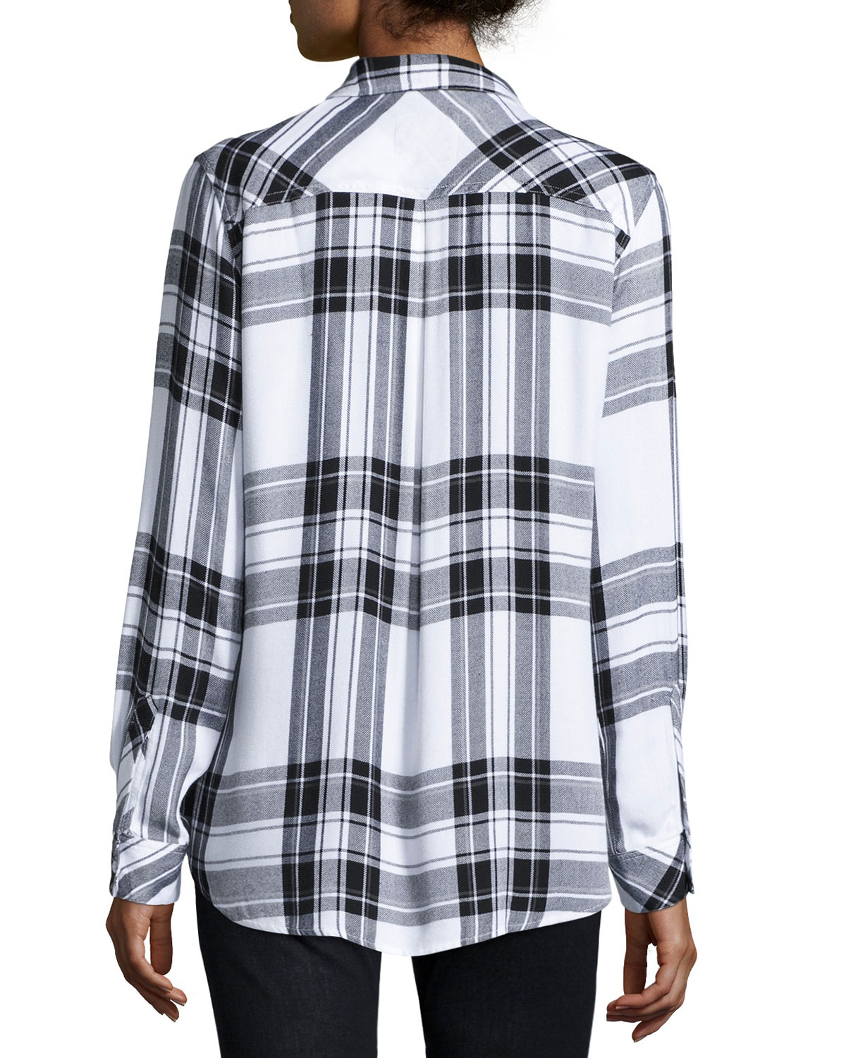 Hunter Plaid Long-Sleeve Shirt, White/Graphite 