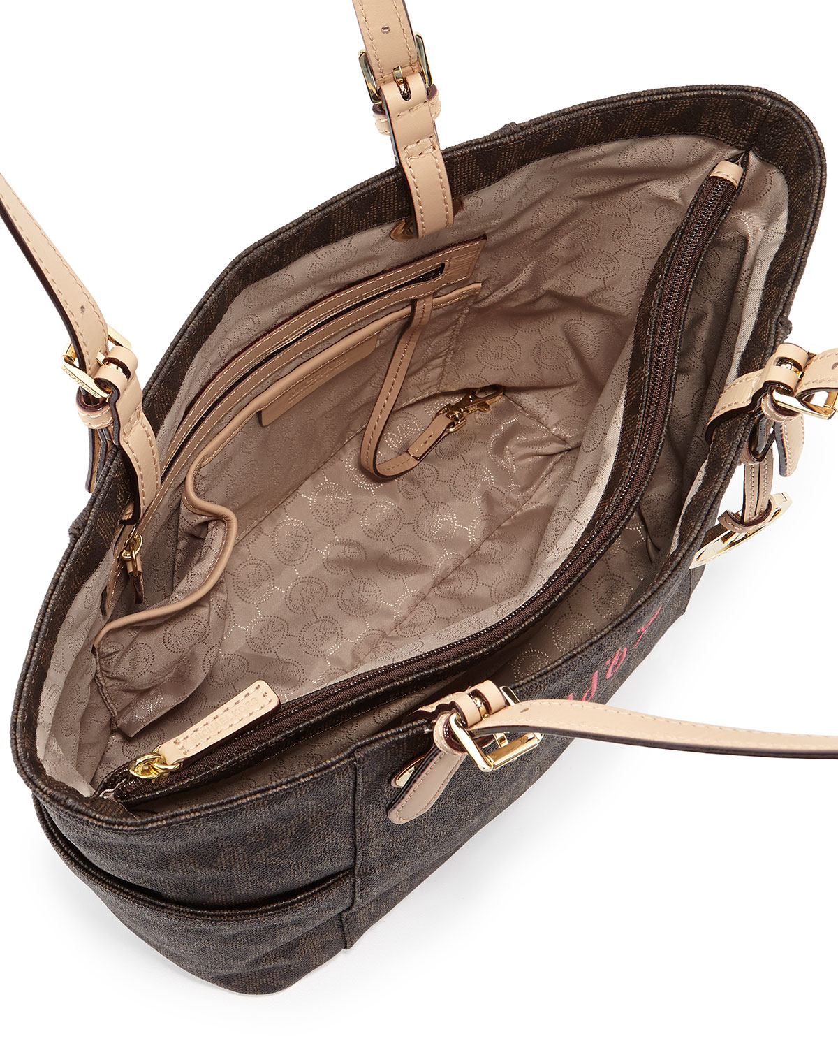 Logo-Print Signature Monogram Tote Bag, Brown