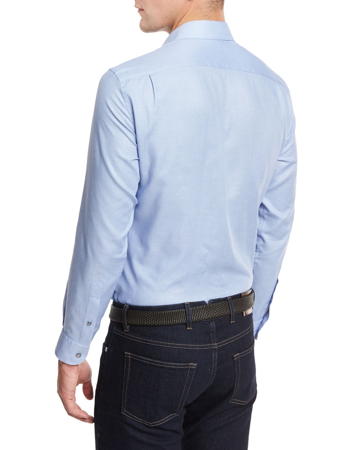 Solid Woven Sport Shirt, Blue