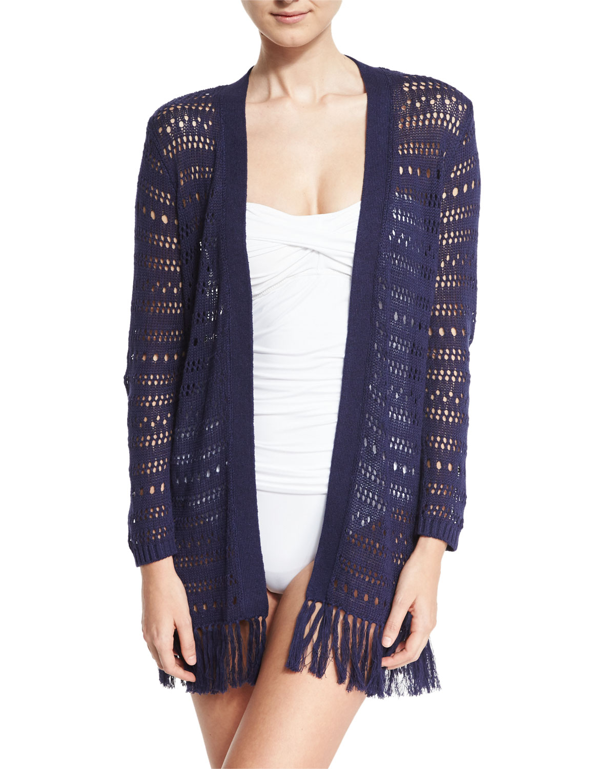 Tassel-Trim Beach Cardigan