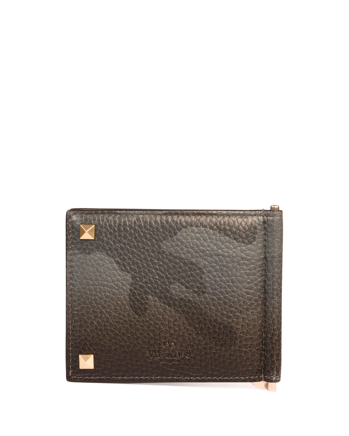 Unfinished Camo Rockstud Leather Money Clip Wallet