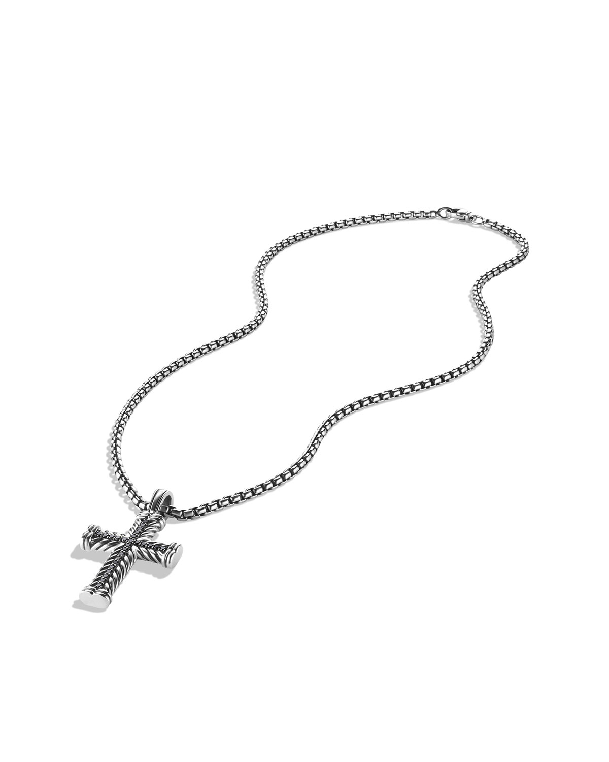 Chevron Cross Necklace, Black Diamond, 22"