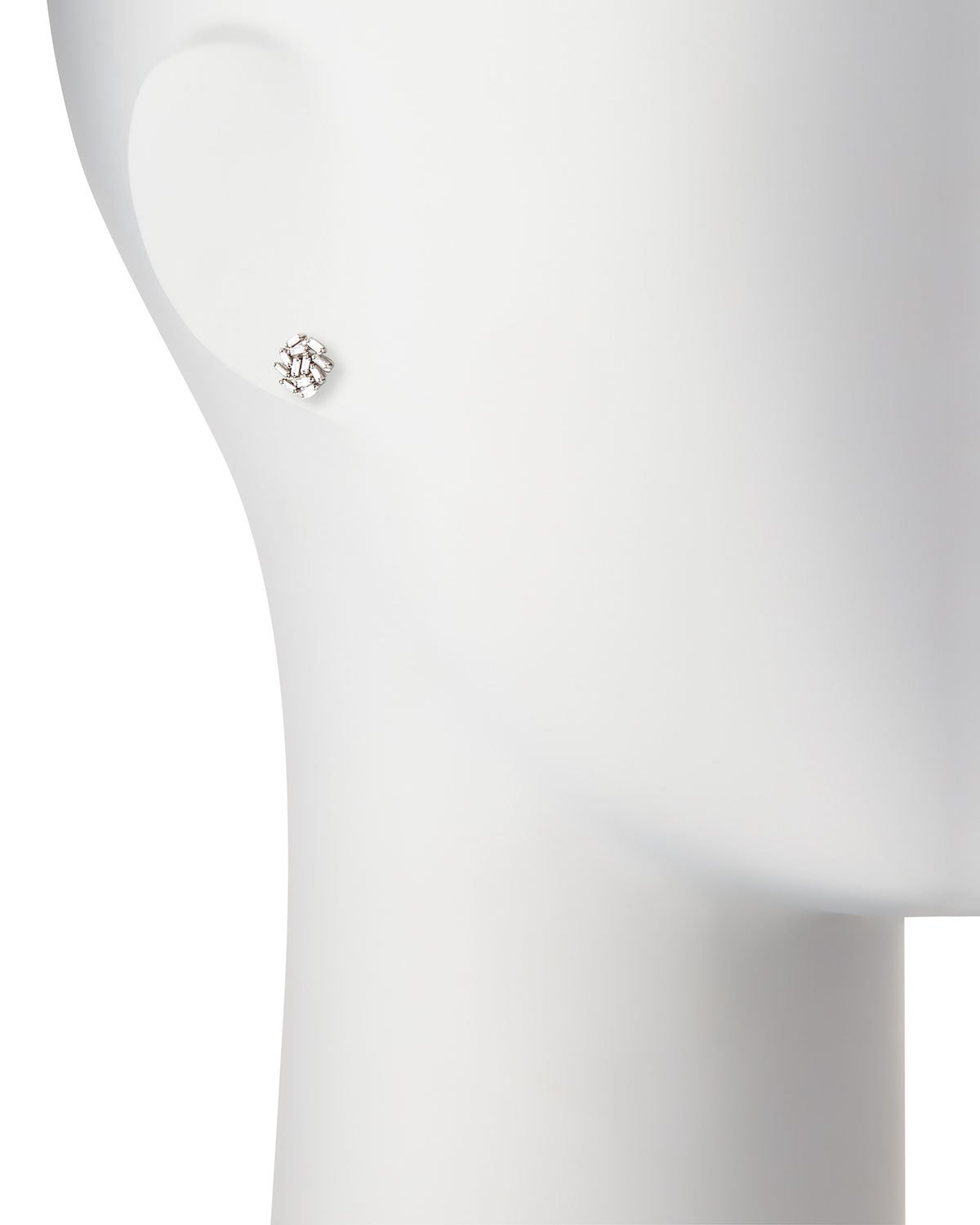Diamond Baguette Cluster Earrings in 18k White Gold