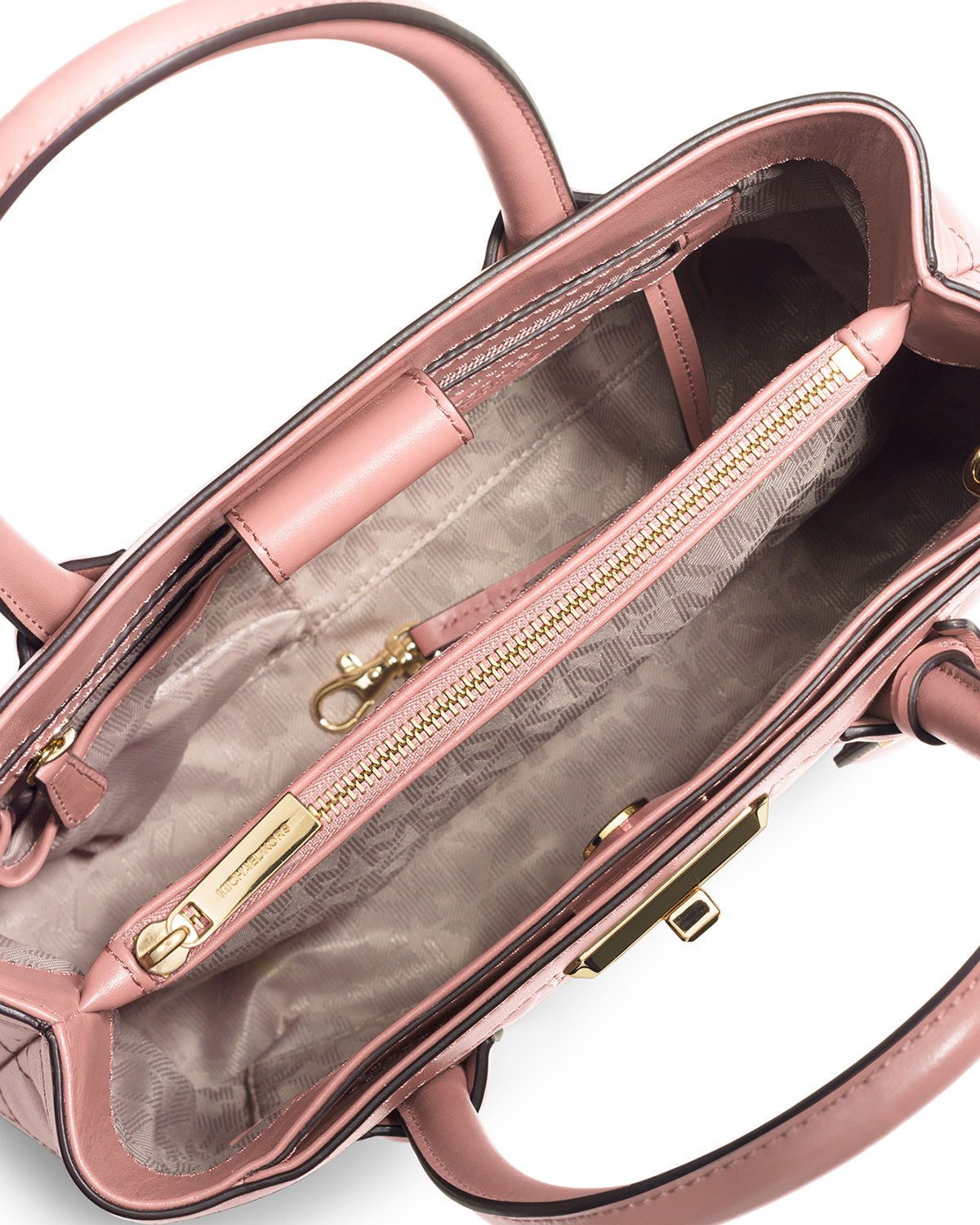 Hannah Medium Quilted Smooth Satchel Bag, Pink