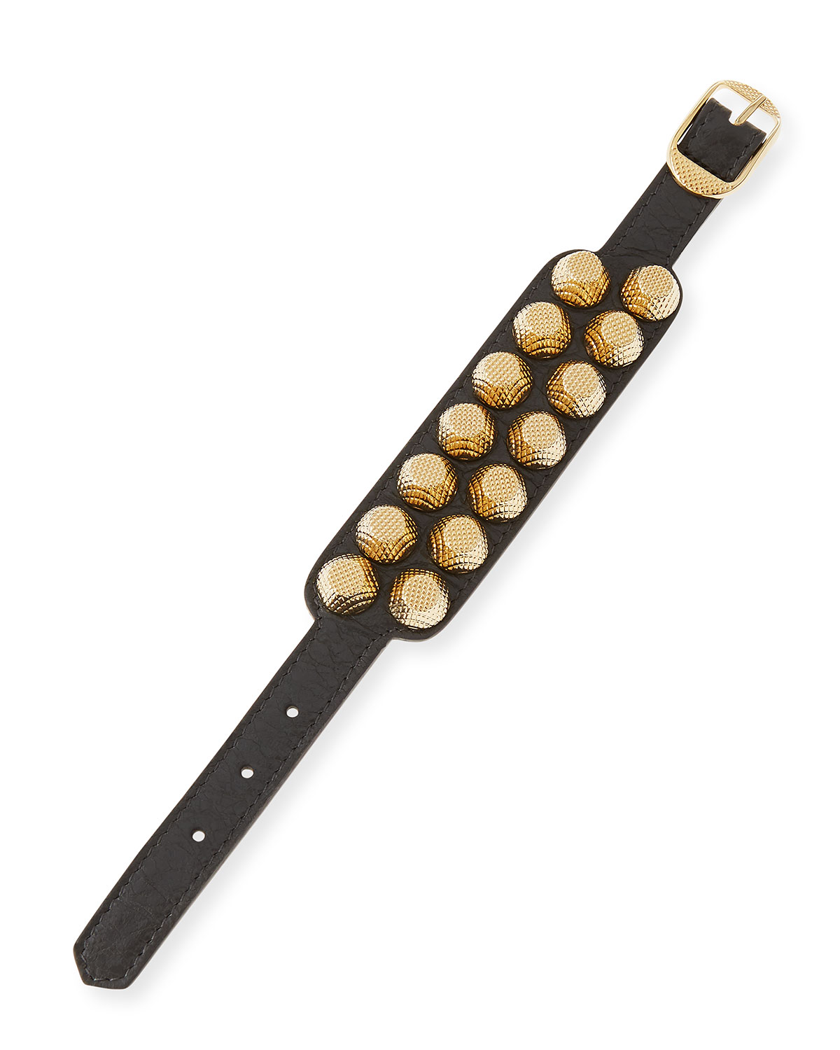 Giant 12 Wide Leather Bracelet with Studs, Gray