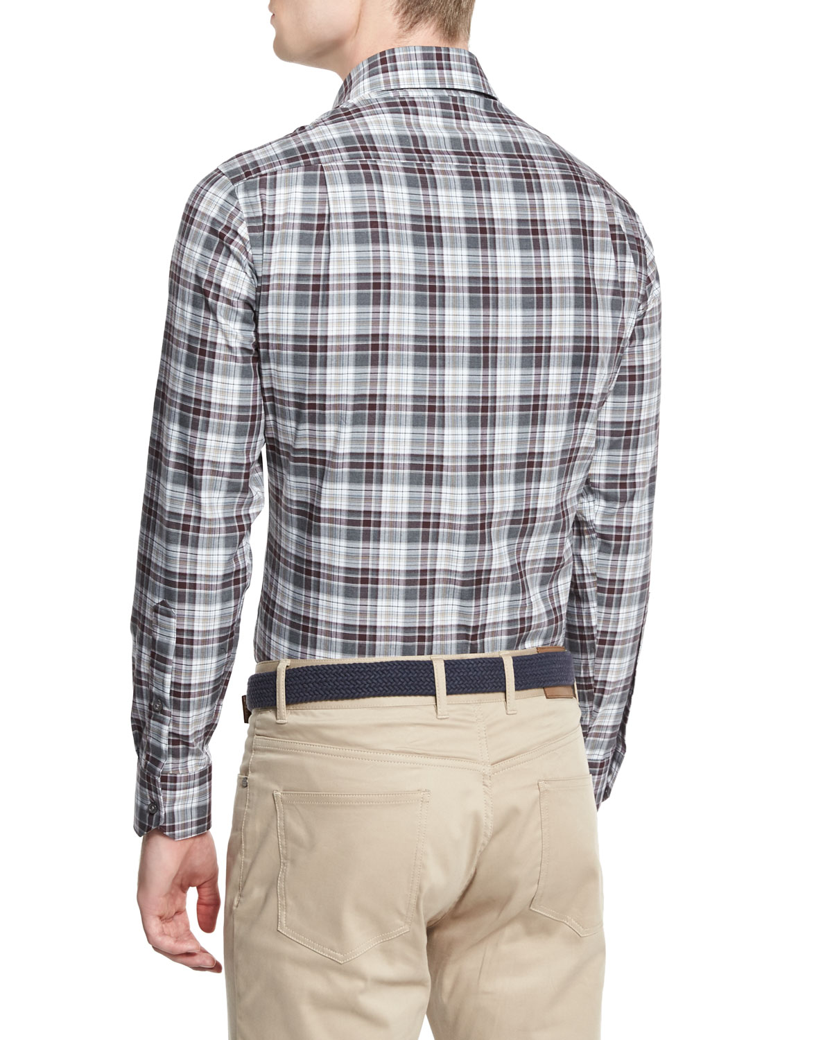Après-Ski Windowpane Check Sport Shirt, Dolomite Gray