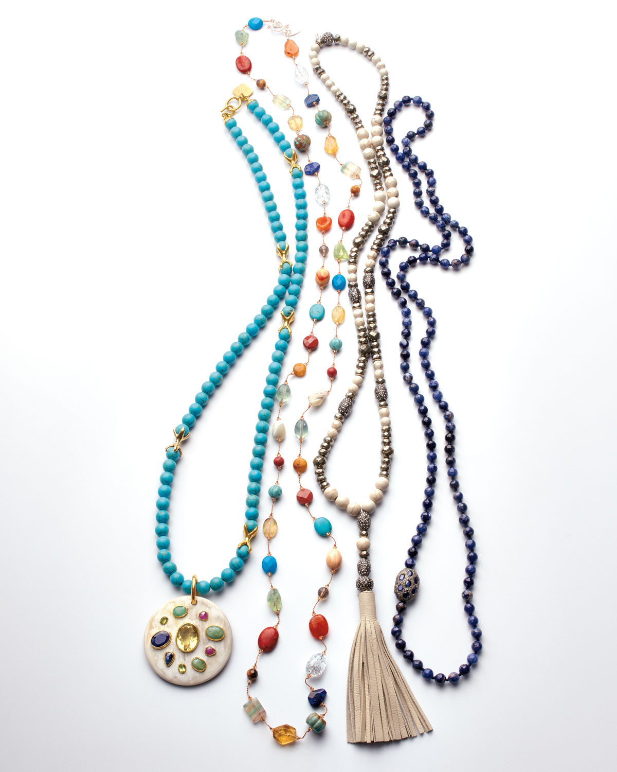 Carnival Multi-Stone Long Necklace, 53"L