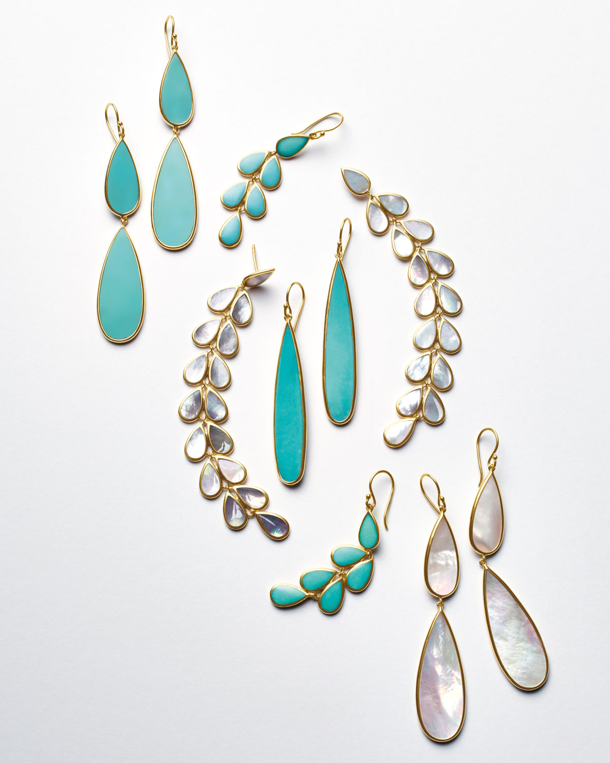 18K Rock Candy Double-Drop Turquoise Earrings