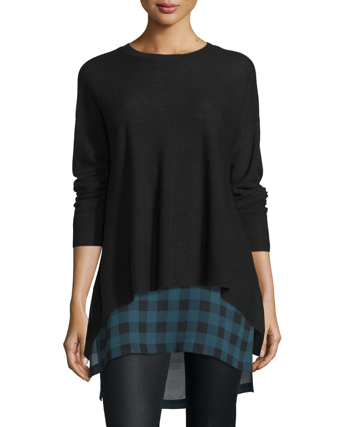 Long-Sleeve Merino Links Top, Black