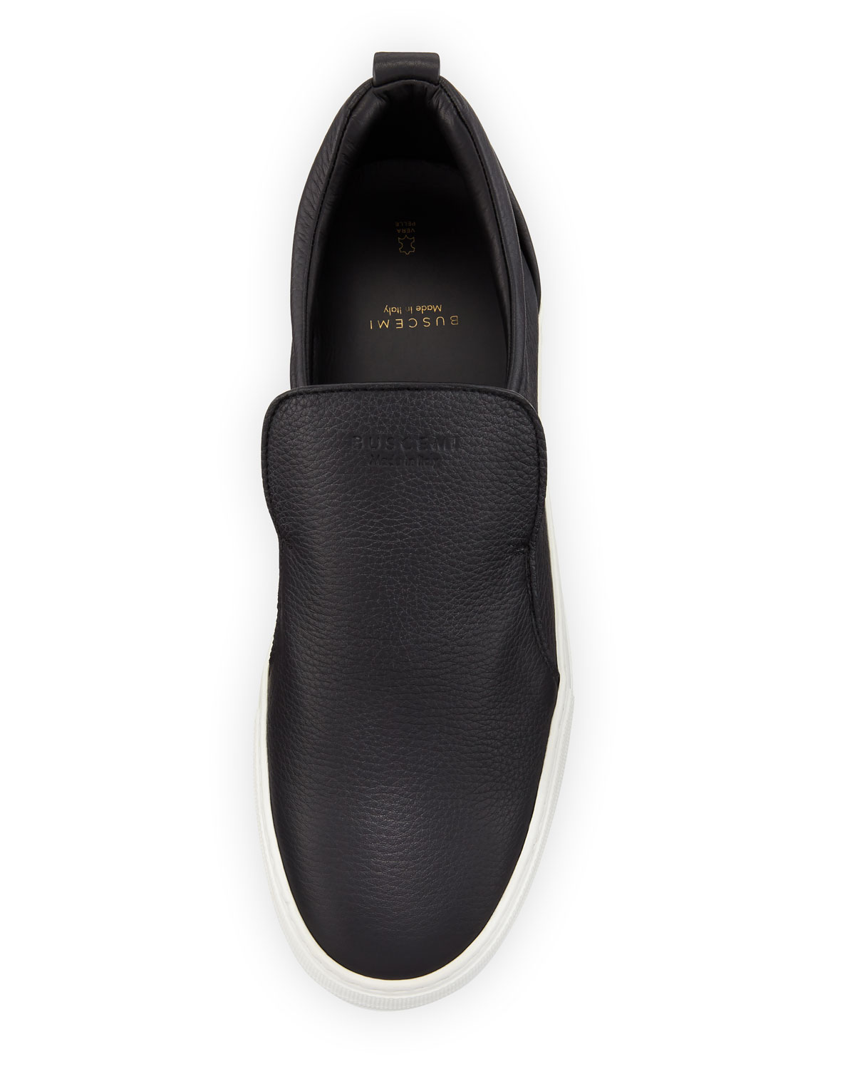 40mm Men's Leather Slip-On Sneaker, Black