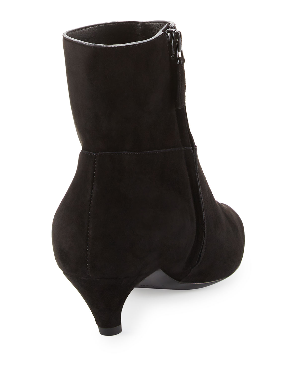 Suede Crooked-Heel Ankle Boot, Noir