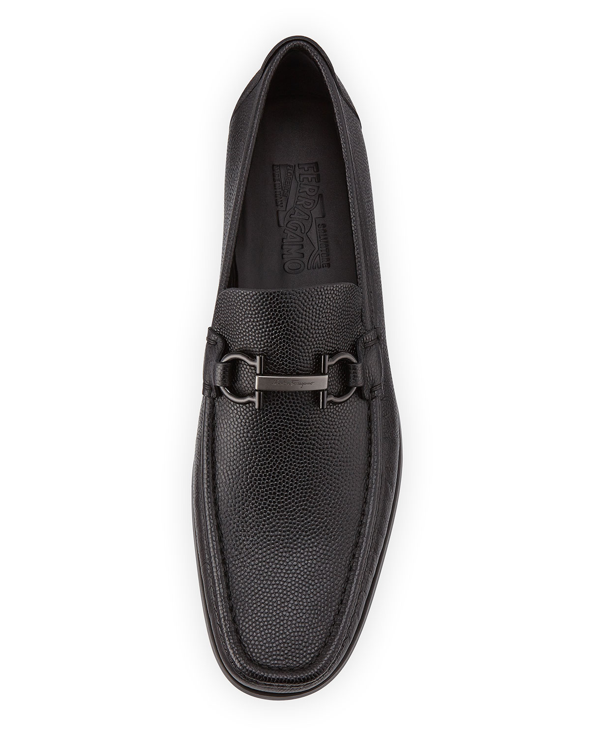 Regal Pebbled Calfskin Gancini Loafer, Black