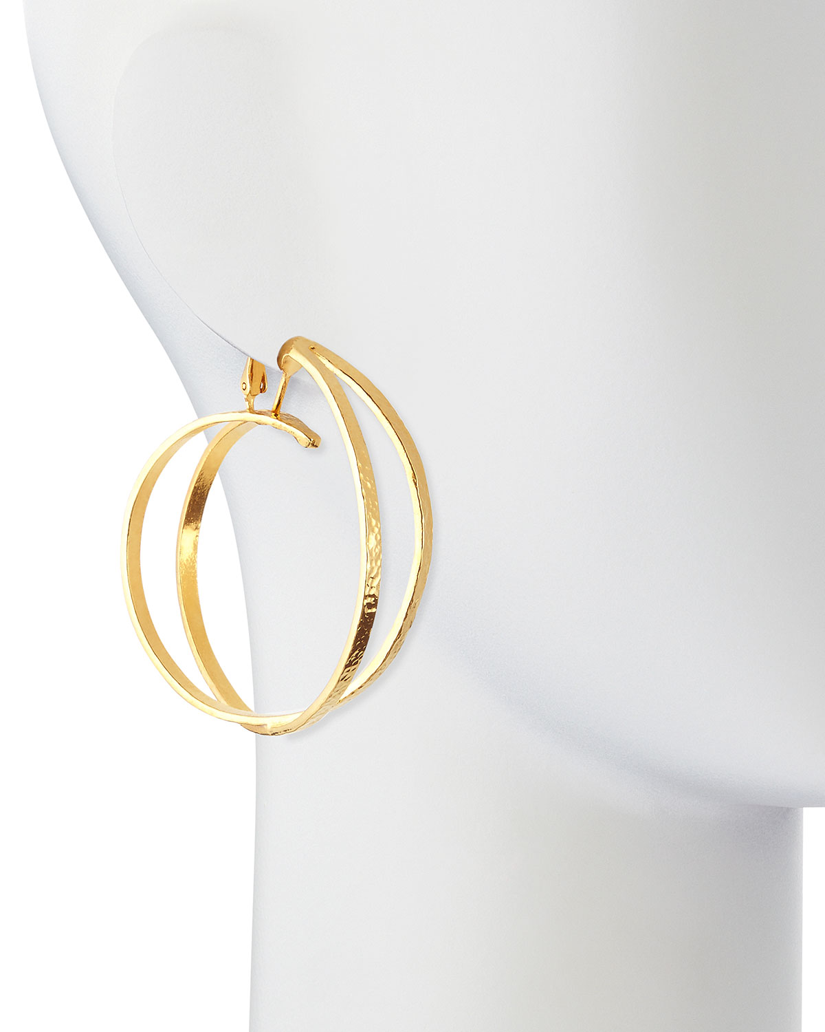 24k Gold Plated X Hoop Clip-On Earrings