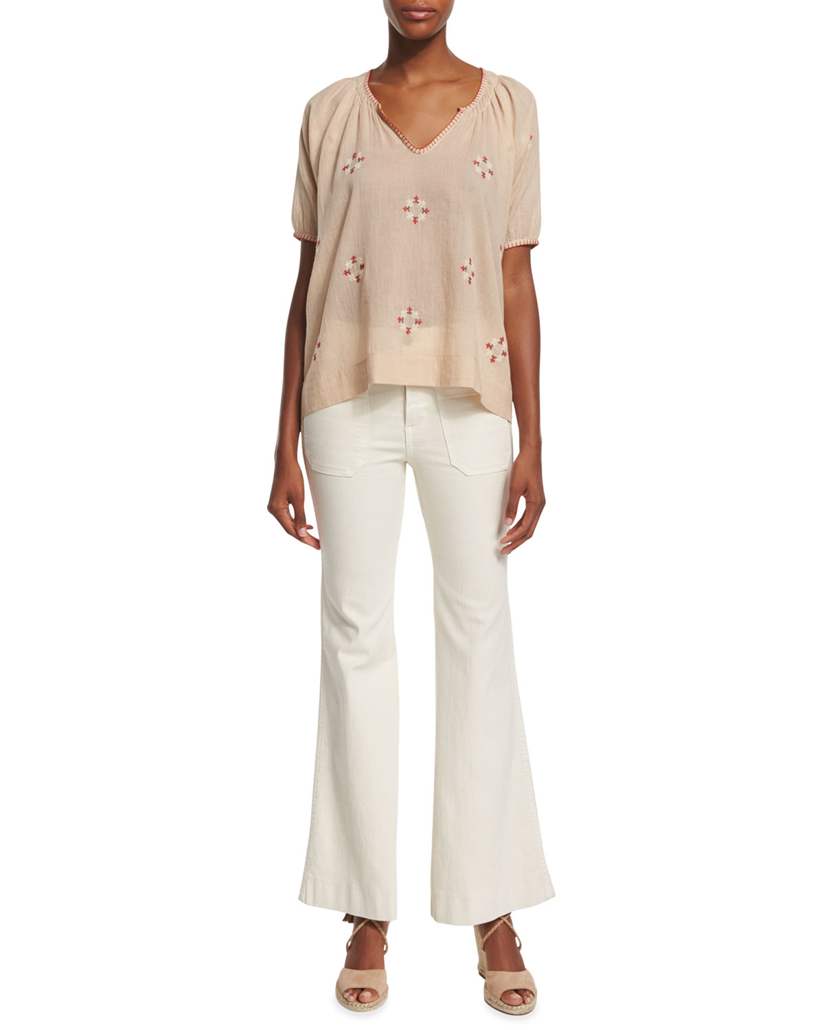 The Mariner Flare-Leg Ankle Jeans, Vintage Cream