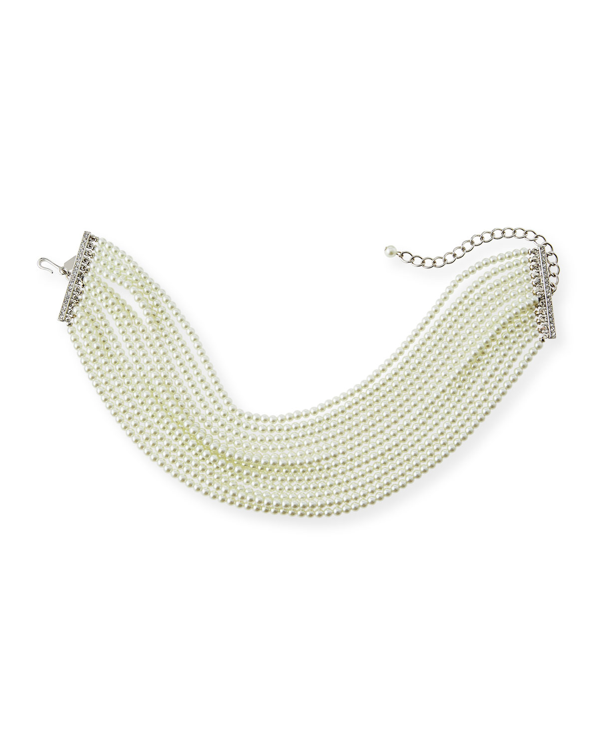 Twelve-Row Pearly Bead Choker Necklace