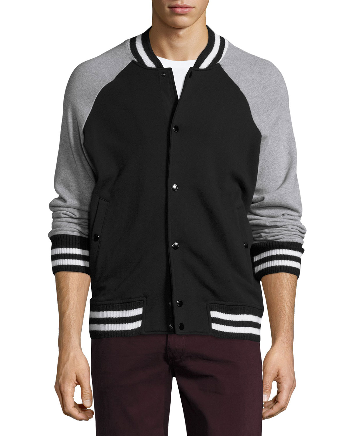 Arden Varsity Jacket, Black/Gray