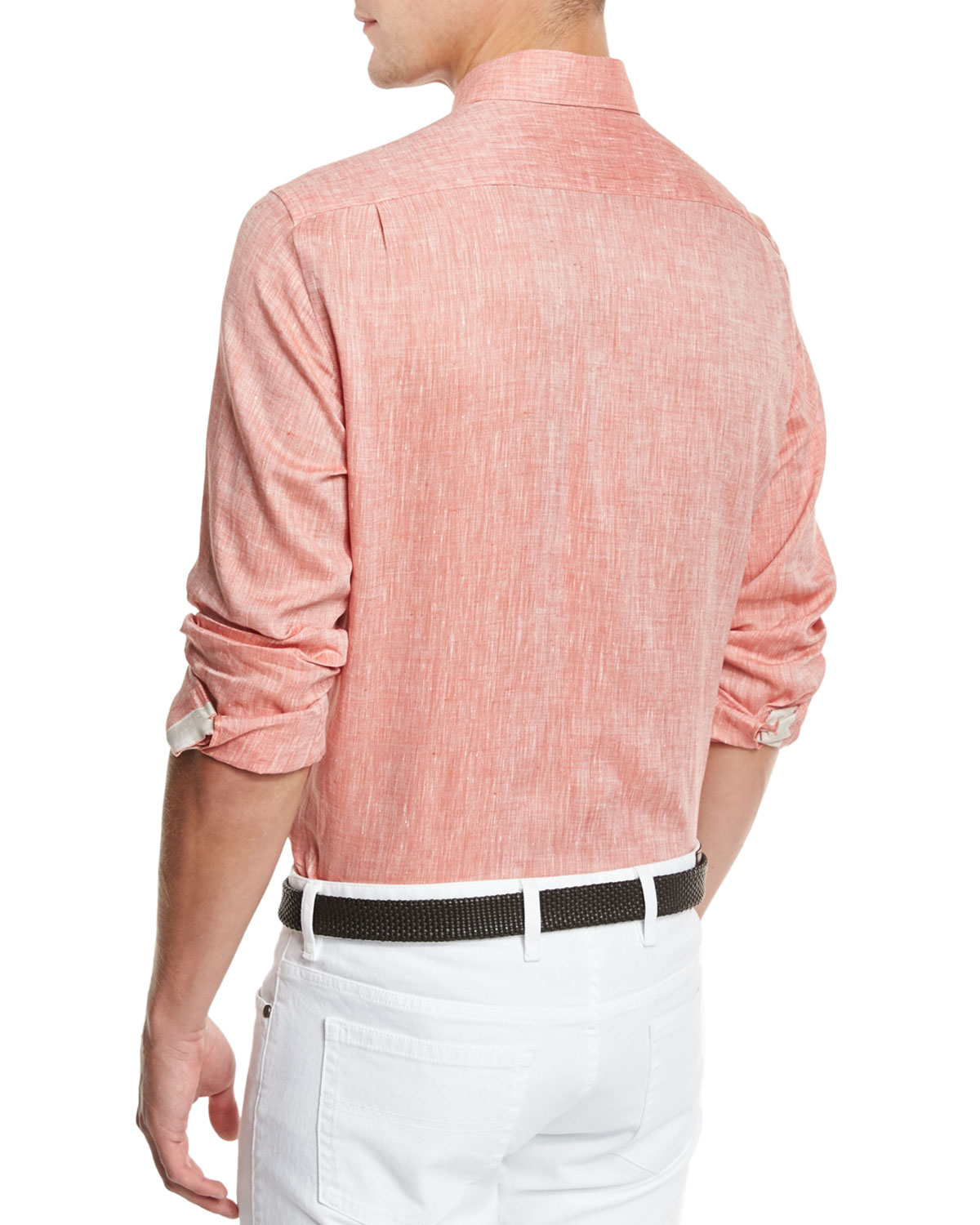 Linen Woven Sport Shirt, Orange