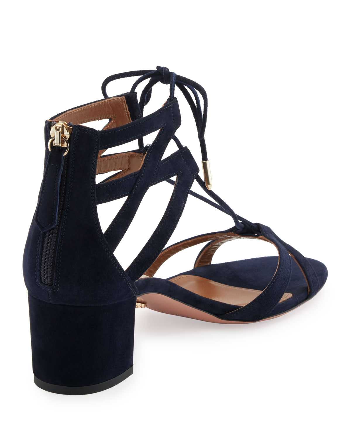 Beverly Hills Suede Lace-Up Sandal, Blue