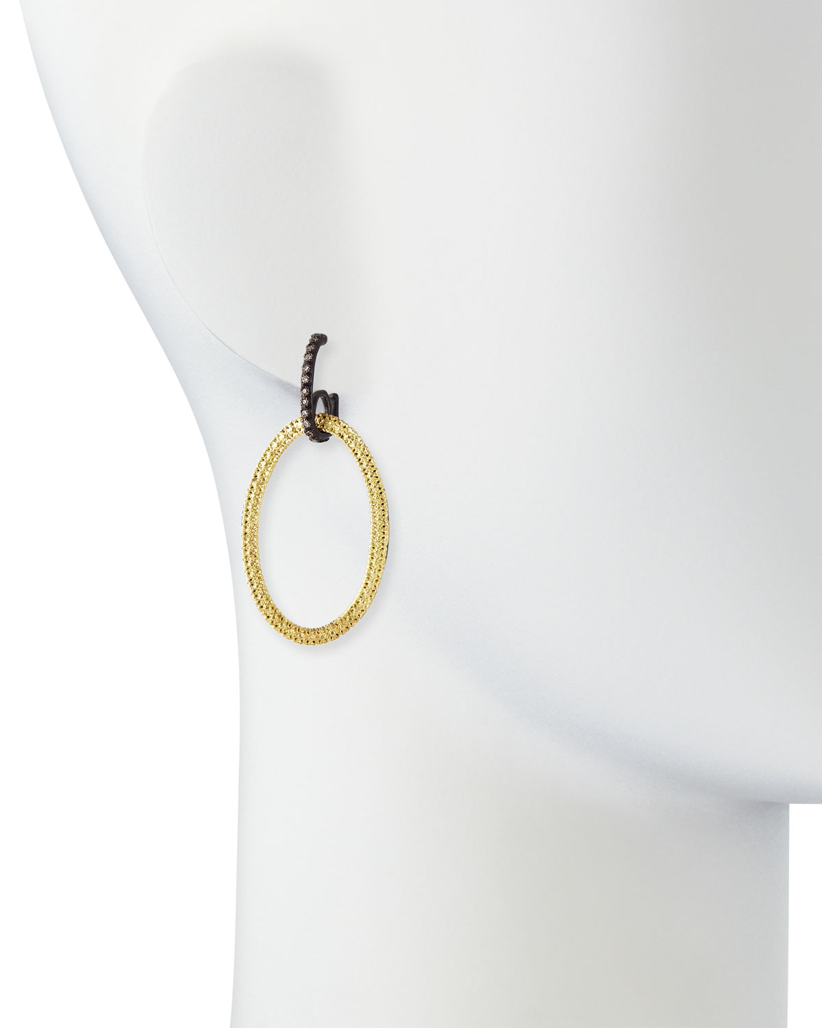 Midnight & Yellow Gold Circle Link Drop Earrings with Diamonds