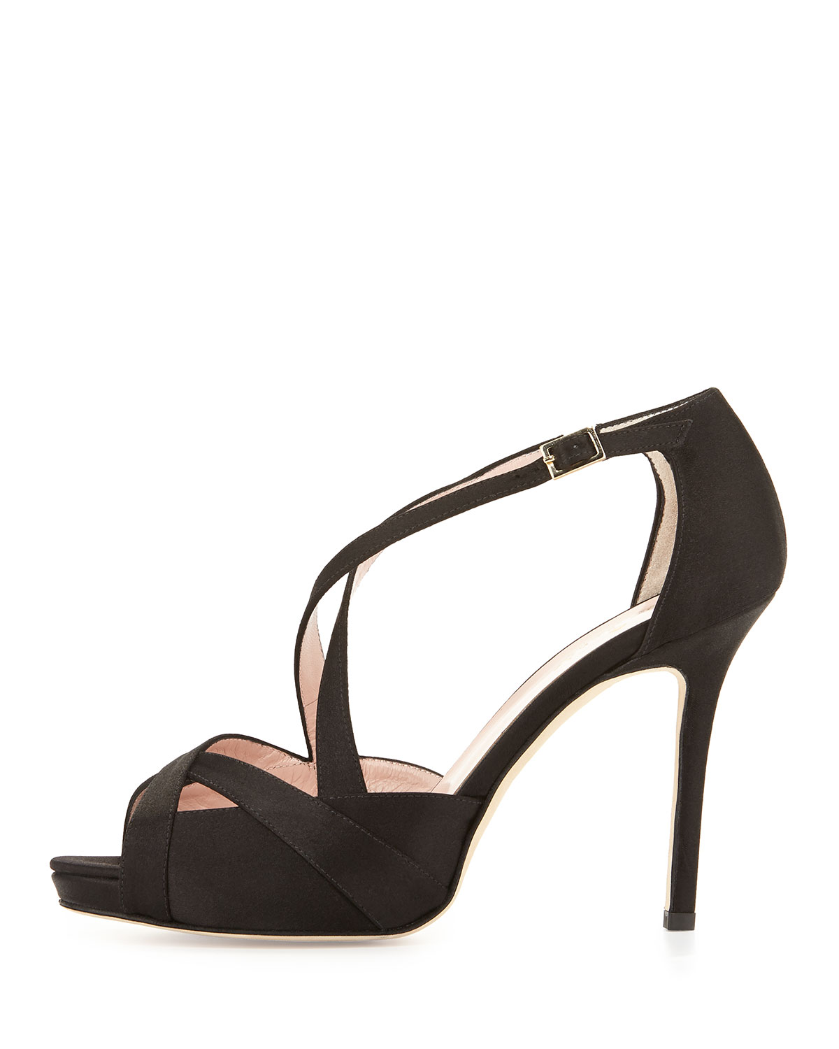 fensano strappy suede sandal, black