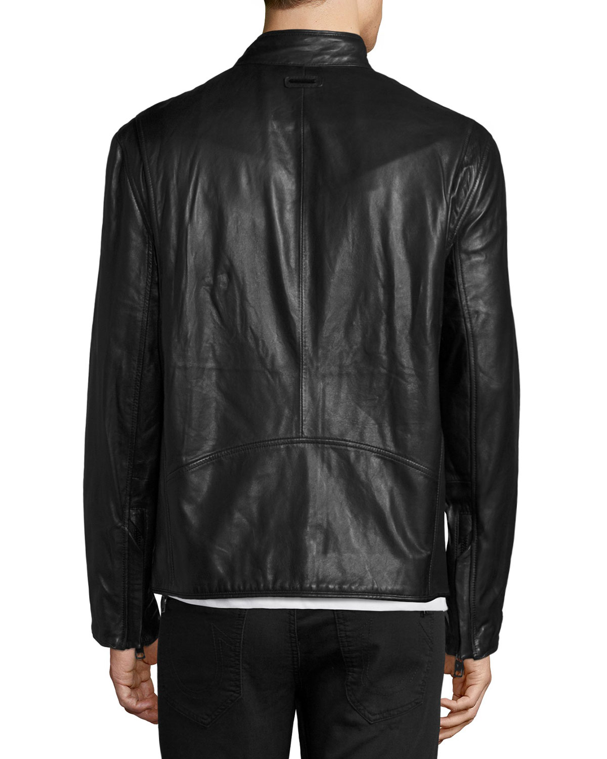 Mackinley Leather Moto Jacket, Jet Black