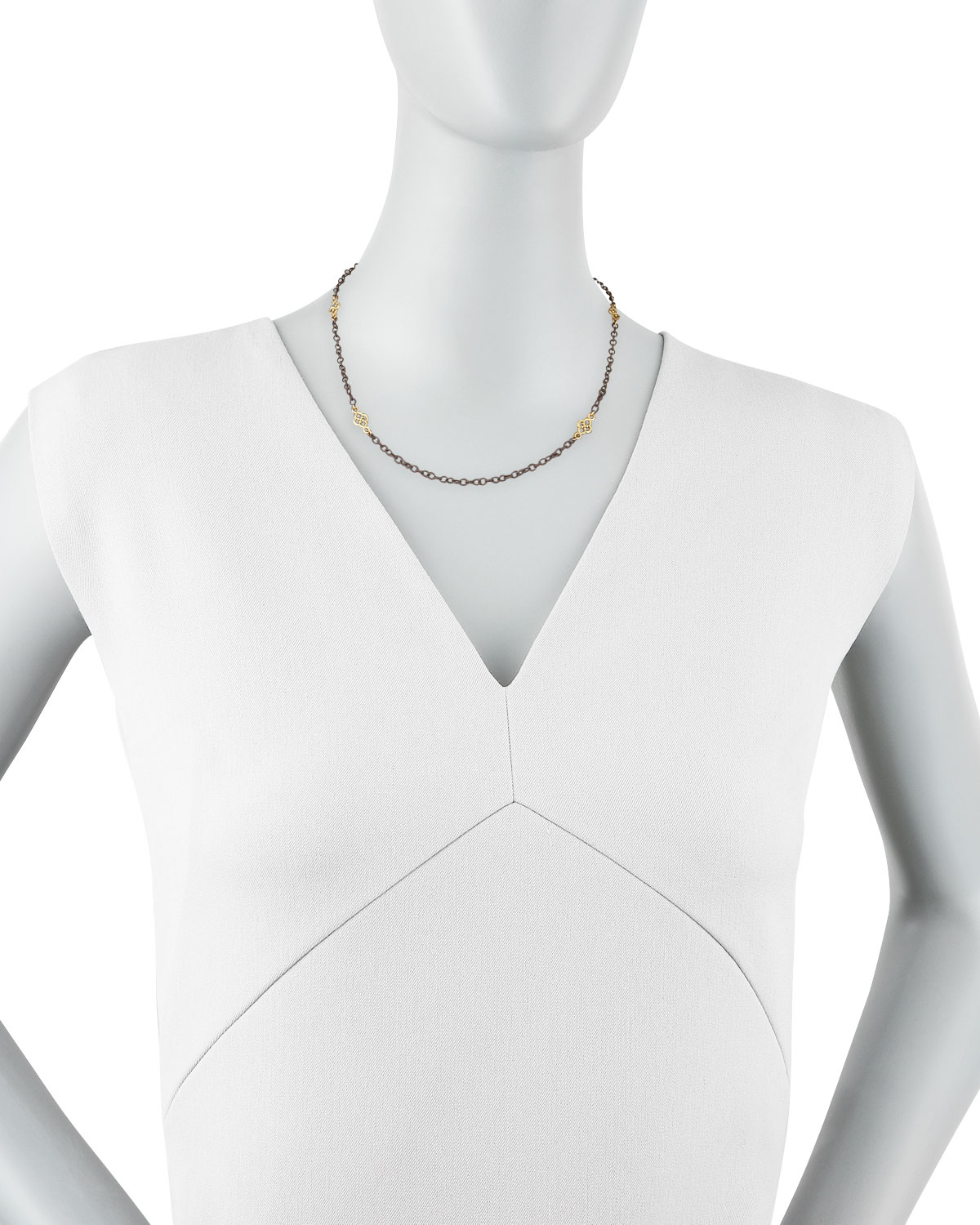 Short Gold-Station Cable-Chain Necklace, 18"L