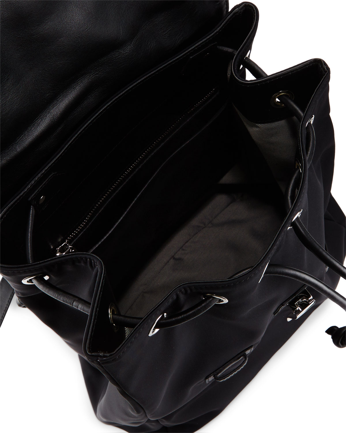 PS1 Nylon Backpack w/Leather Trim, Black