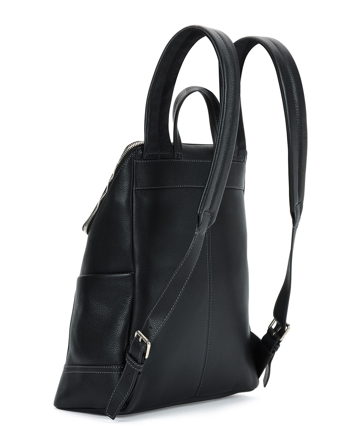 Baires Pebbled Leather Backpack, Black