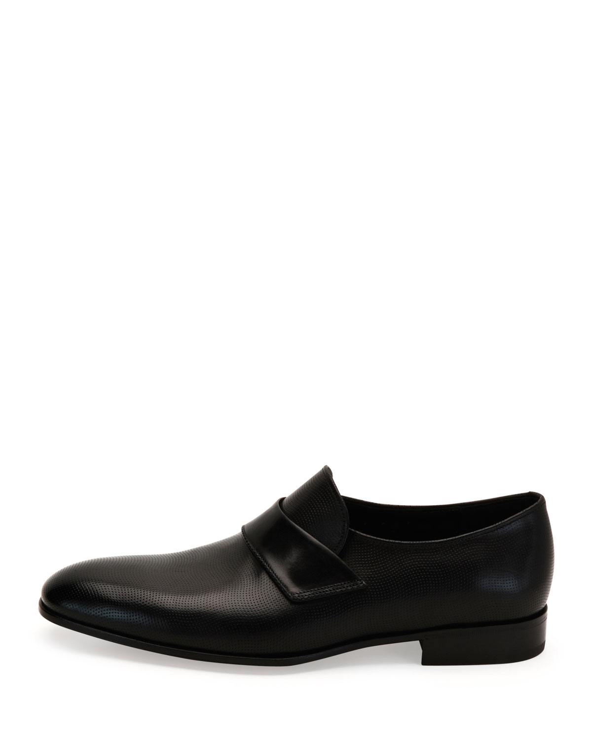 Fiesse Micro-Perforated Calfskin Leather Loafer, Black