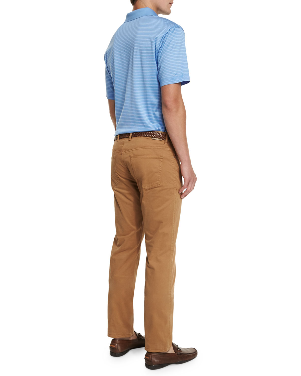 Five-Pocket Stretch-Sateen Pants, Brown