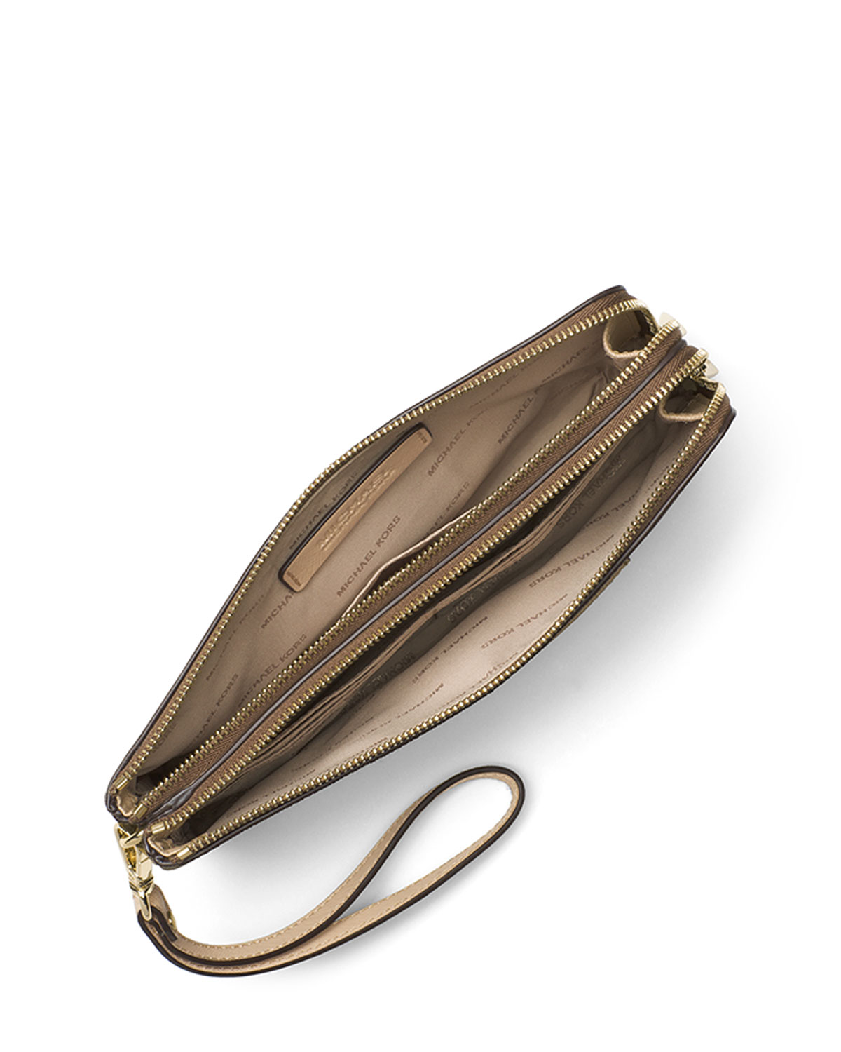 Bedford Large Double-Zip Wristlet, Mocha/Bisque